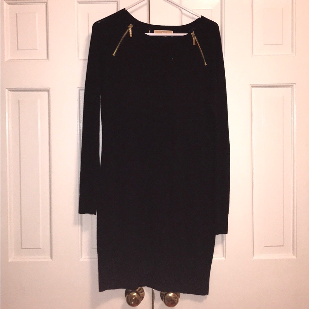 Michael Kors small black double zip sweater dress